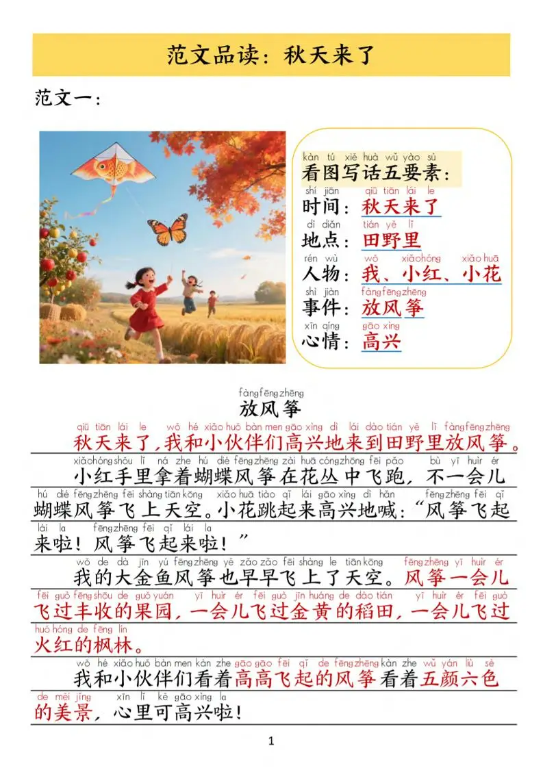 一年级上语文1-8单元看图写作范文-山云部落官网 | 资源交流社区-sy.team