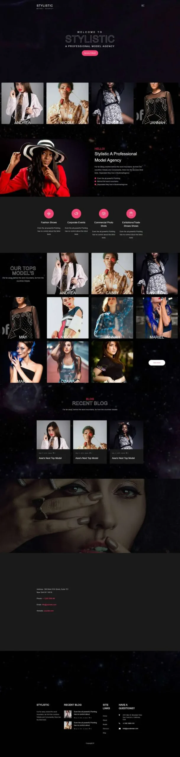 黑色模特经纪公司bootstrap4网站模板-山云部落官网 | 资源交流社区-sy.team