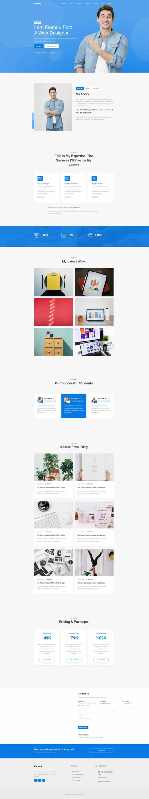 蓝色前端工程师UI设计师个人简历网页html模板-山云部落官网 | 资源交流社区-sy.team