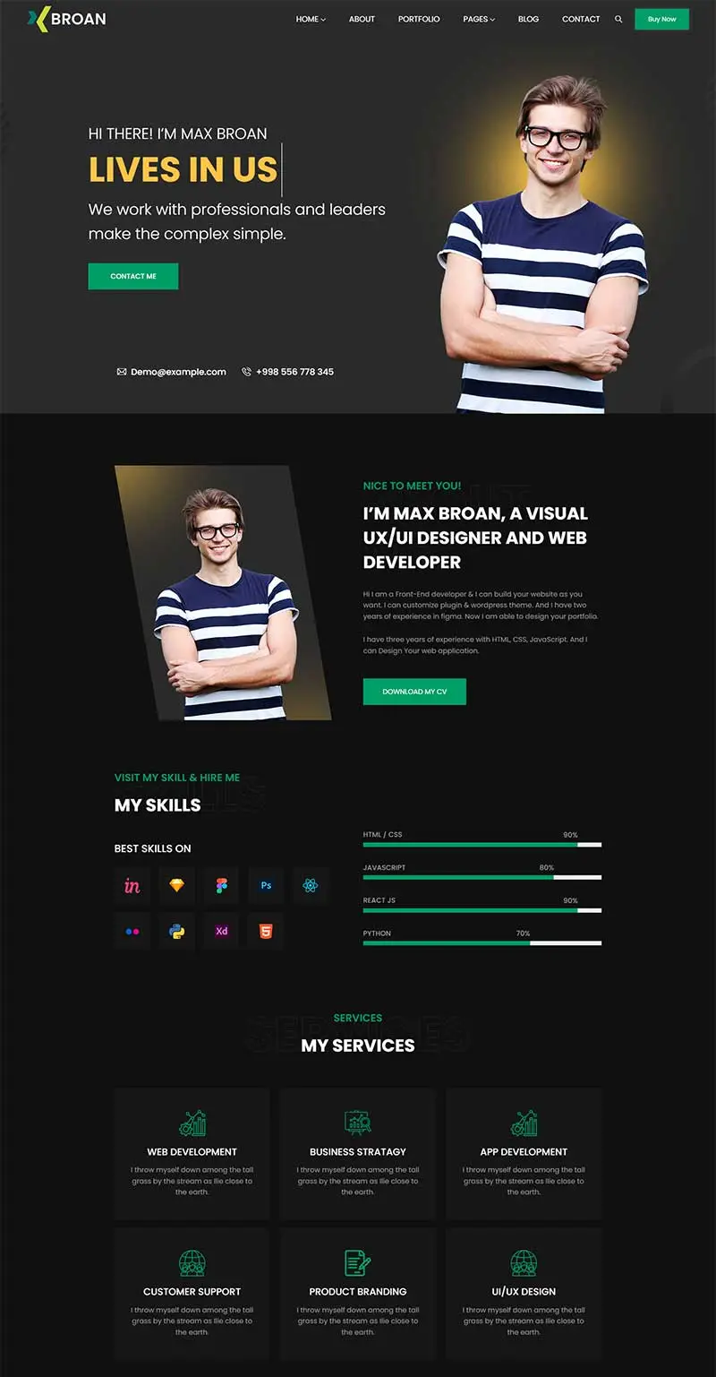 酷黑色响应式程序员个人介绍网页模板-山云部落官网 | 资源交流社区-sy.team