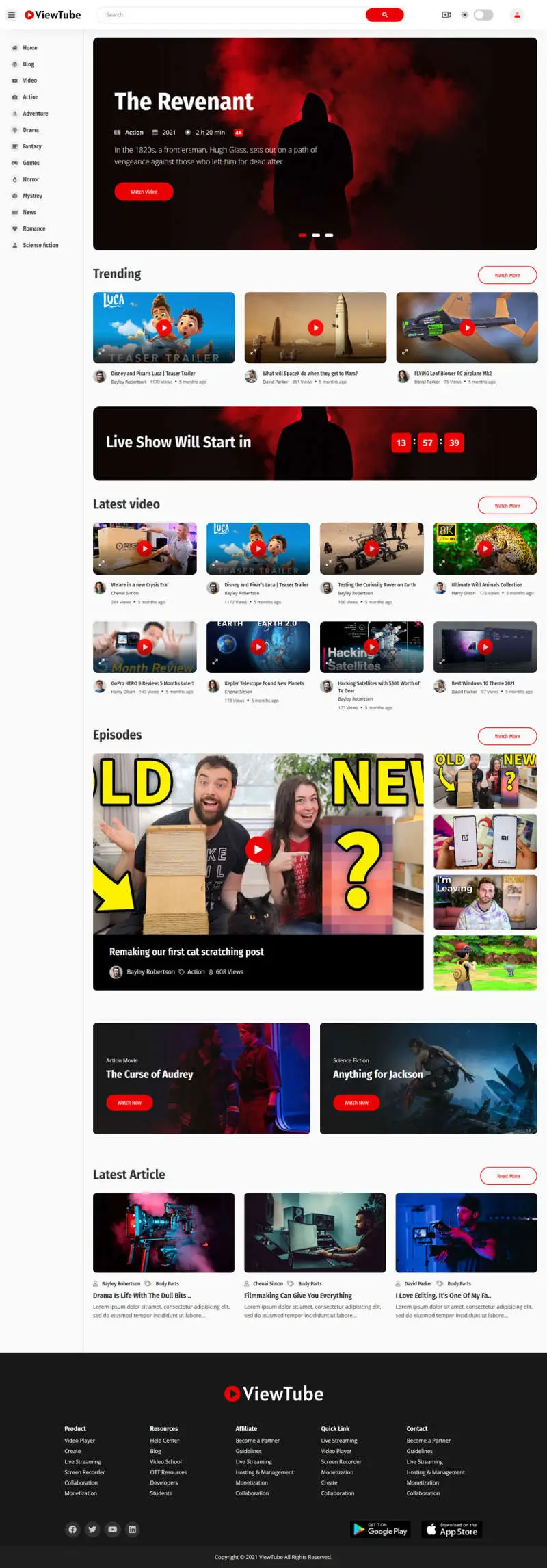 视频电影社交媒体平台HTML5网站模板-山云部落官网 | 资源交流社区-sy.team