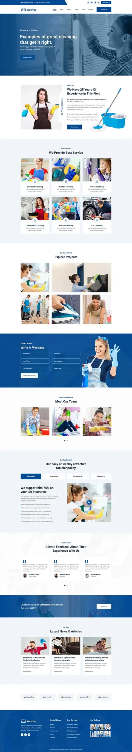 蓝色家政清洁服务公司静态html模板-山云部落官网 | 资源交流社区-sy.team