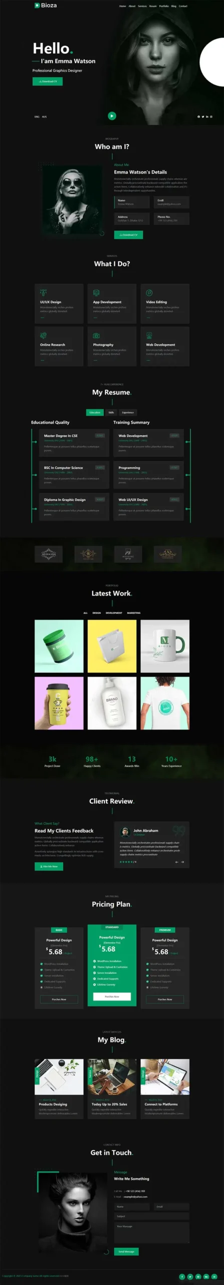 黑色图形设计师个人简历html模板-山云部落官网 | 资源交流社区-sy.team