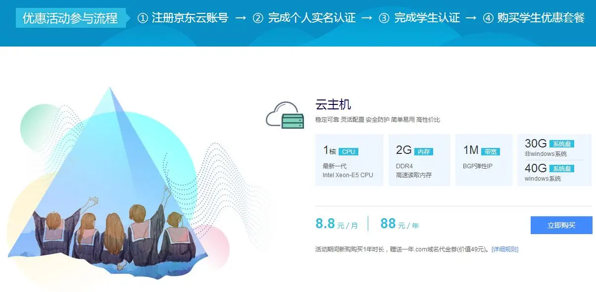 京东云学生88一年送COM域名-山云部落官网 | 资源交流社区-sy.team