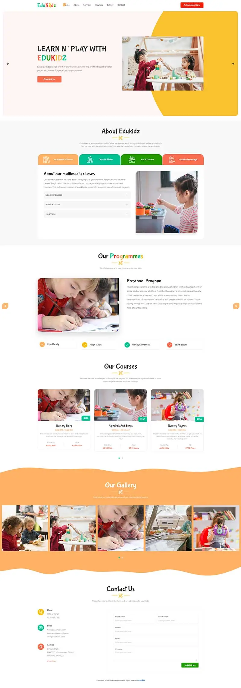 幼儿园托儿所宣传单页html模板-山云部落官网 | 资源交流社区-sy.team